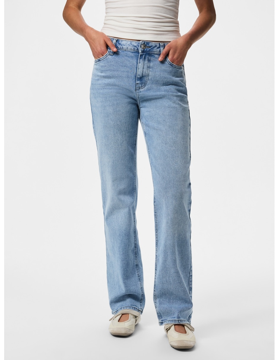 Jeans regular straight corte media cintura para mujer Jeans regular straight corte media cintura para mujer