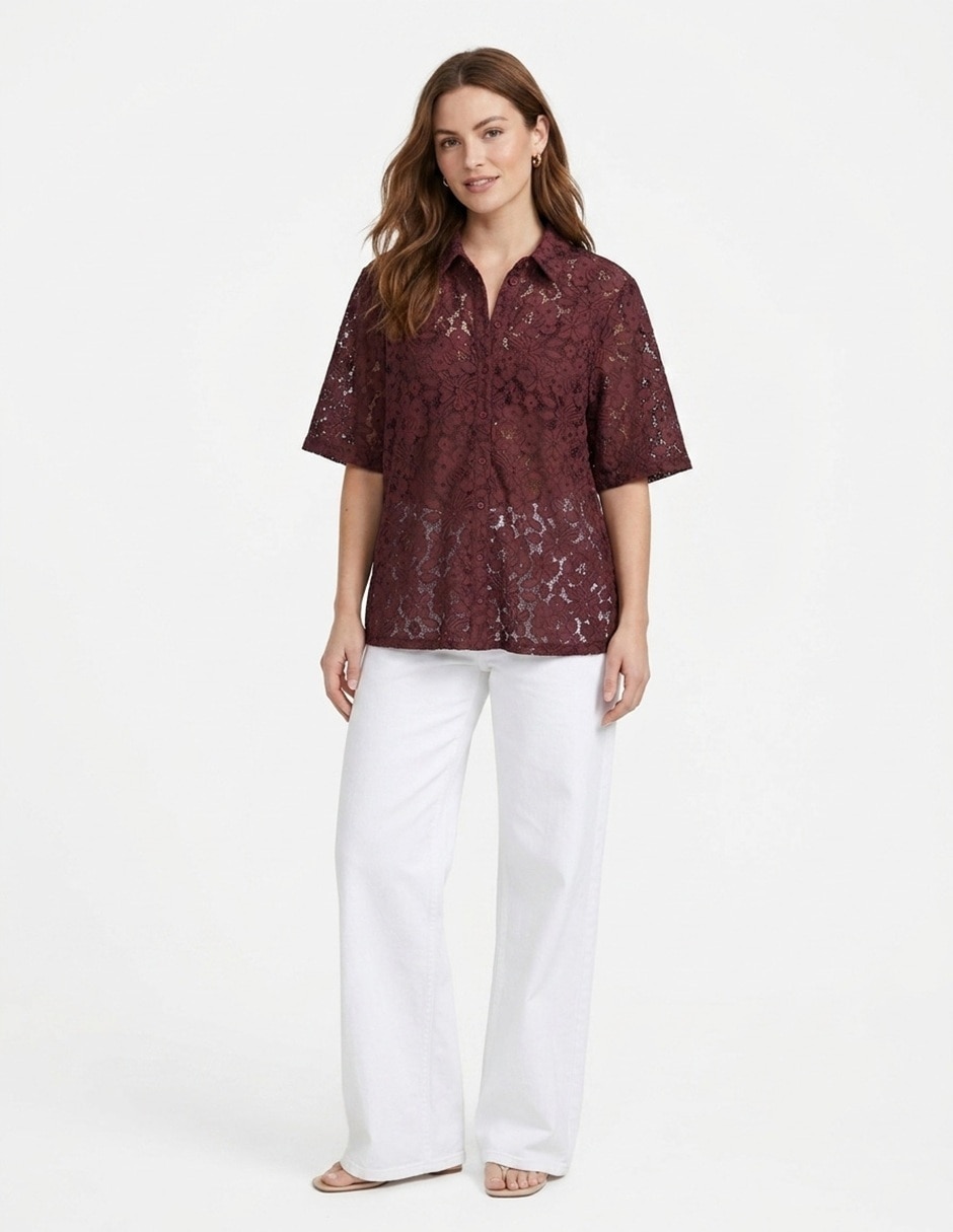 Camisa de algodón manga corta para mujer Camisa de algodón manga corta para mujer