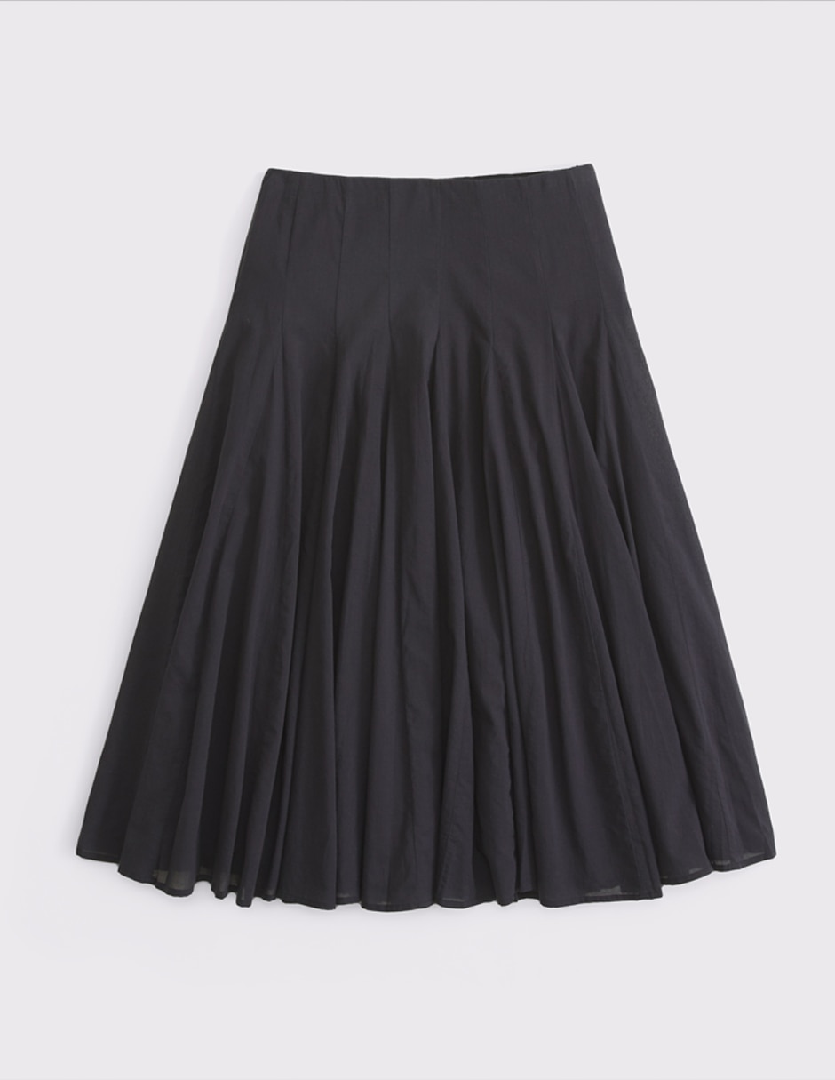 Falda midi de algodón a la cintura alta Falda midi de algodón a la cintura alta