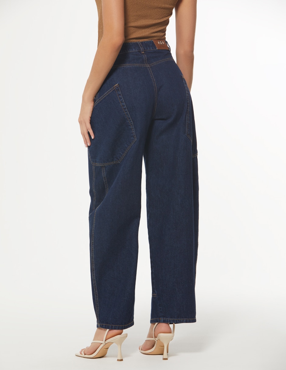 Jeans cargo barrel para mujer 2