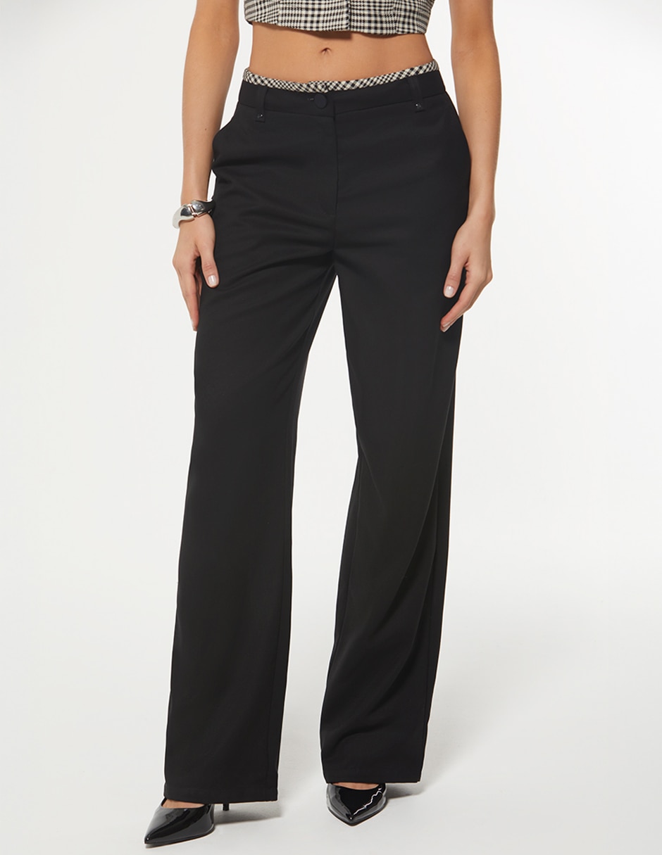 Pantalón de vestir studio f black grunge recto para mujer