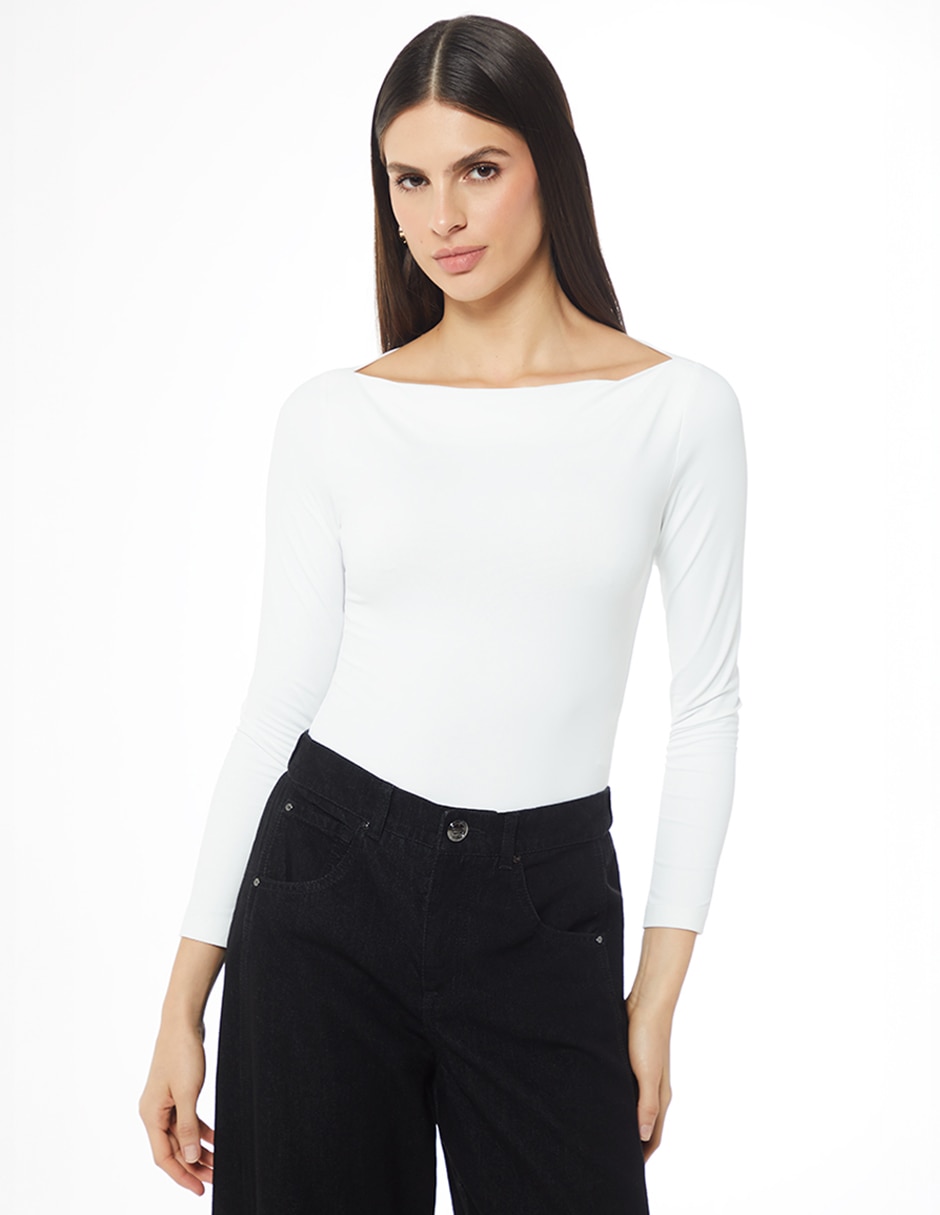 Body cuello ojal escote medio para mujer