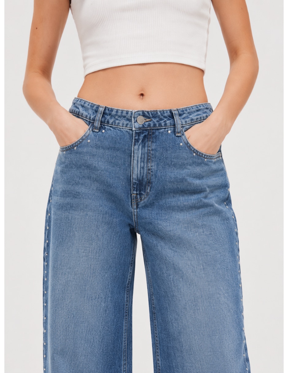 Jeans wide leg media cintura para mujer Jeans wide leg media cintura para mujer
