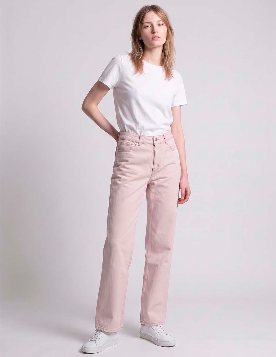 Jeans straight corte cintura para mujer 3