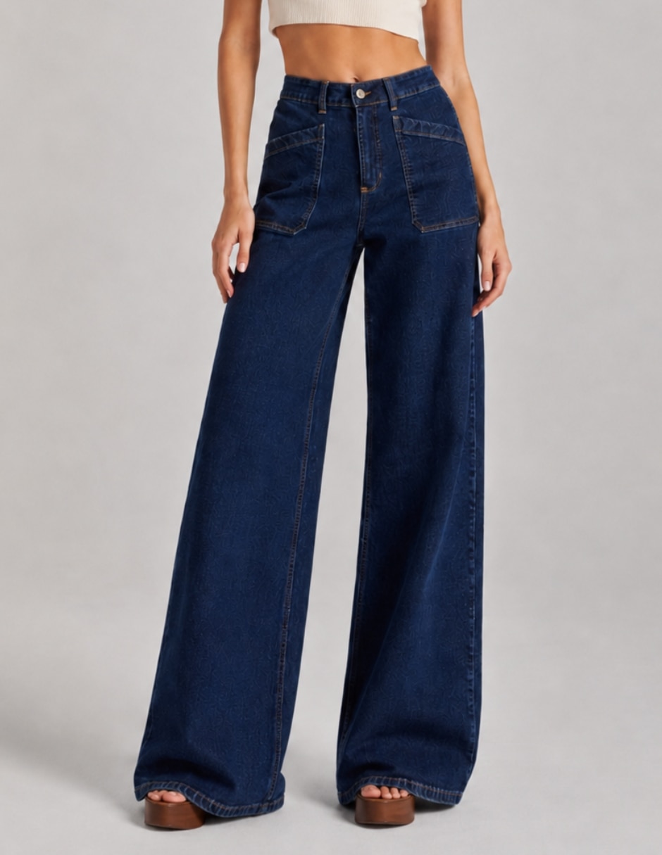 Jeans wide leg 25463-d para mujer
