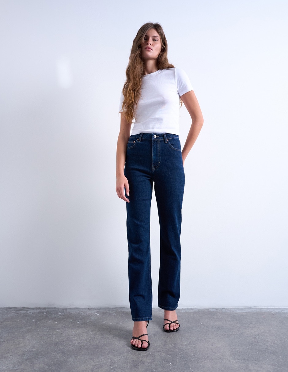 Jeans straight cintura alta para mujer 2