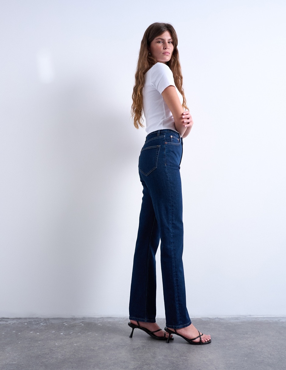 Jeans straight cintura alta para mujer 4