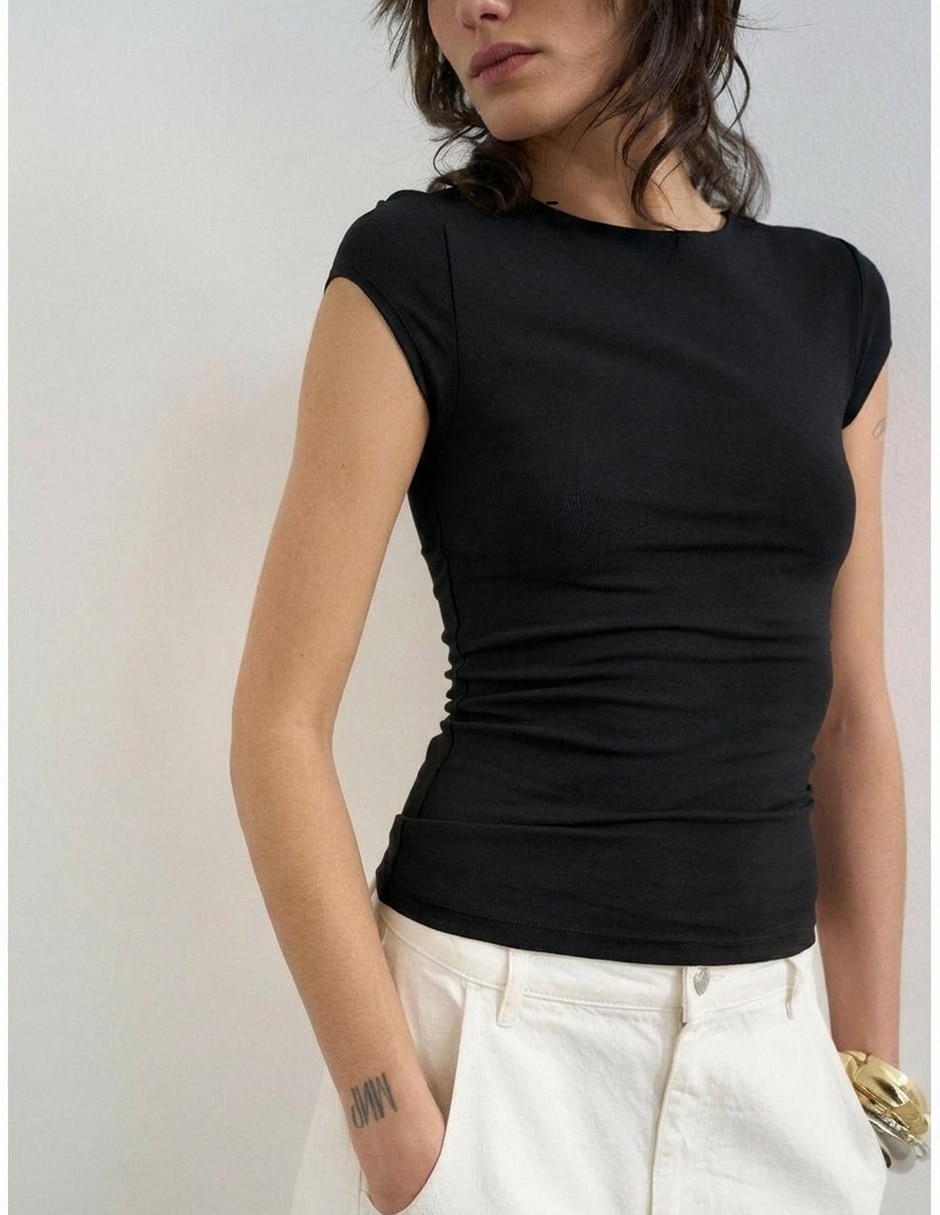 Top cuello redondo escote sin escote tirante sin tirantes 1
