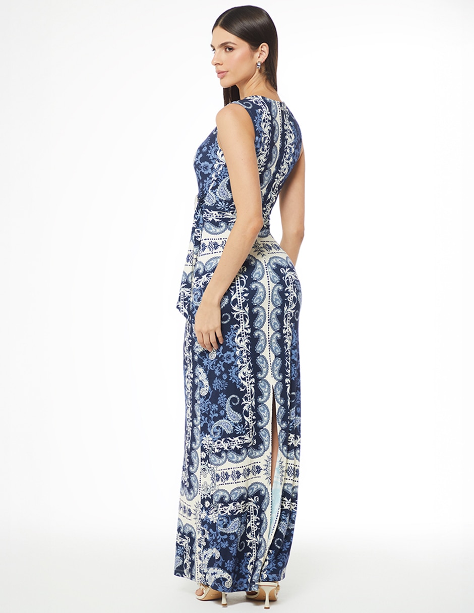 Vestido largo casual azul para mujer 2