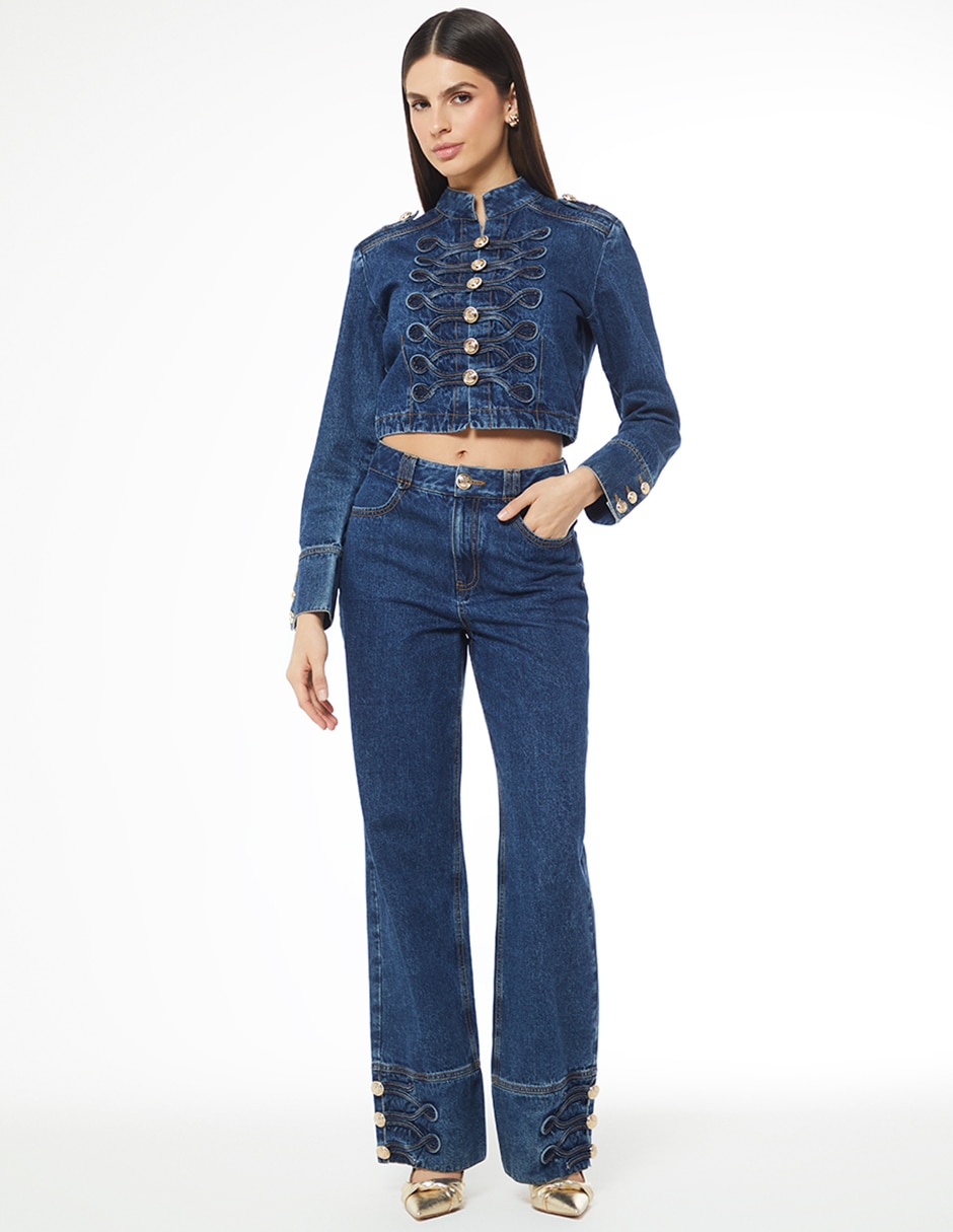 Jeans bota indigo cusco military denim para mujer 4