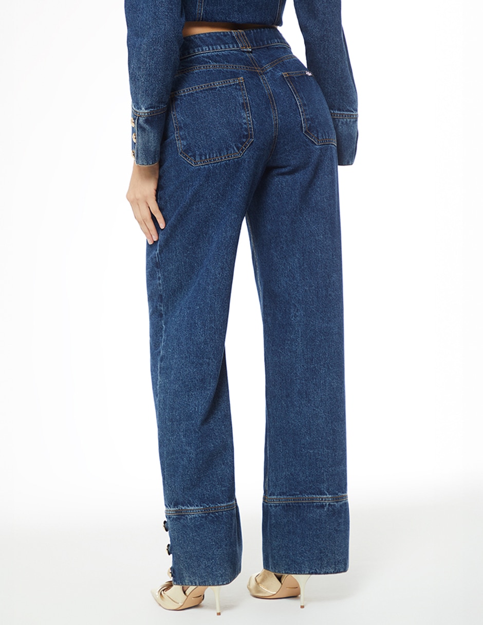Jeans bota indigo cusco military denim para mujer 2