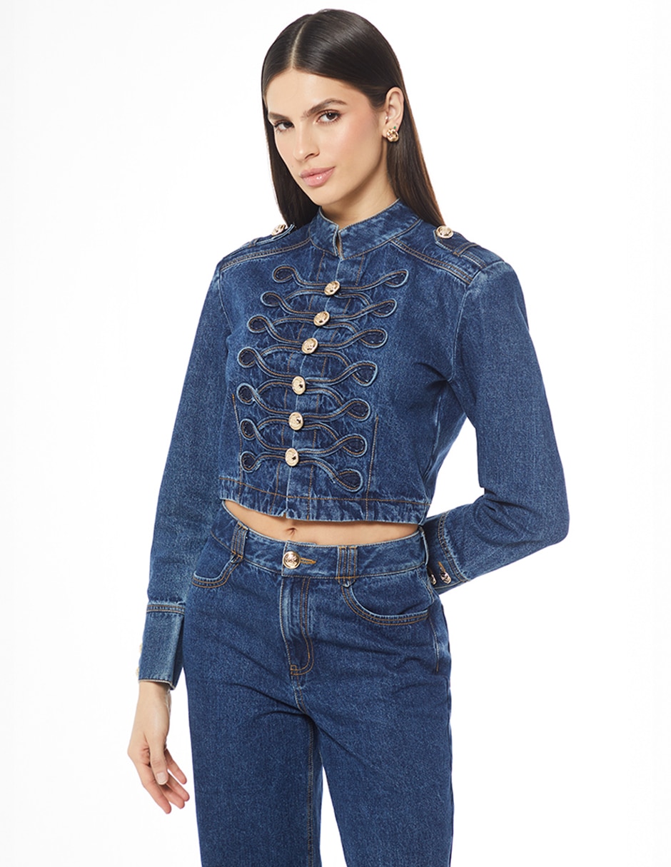 Chamarra Military Denim de mezclilla para mujer Chamarra Military Denim de mezclilla para mujer