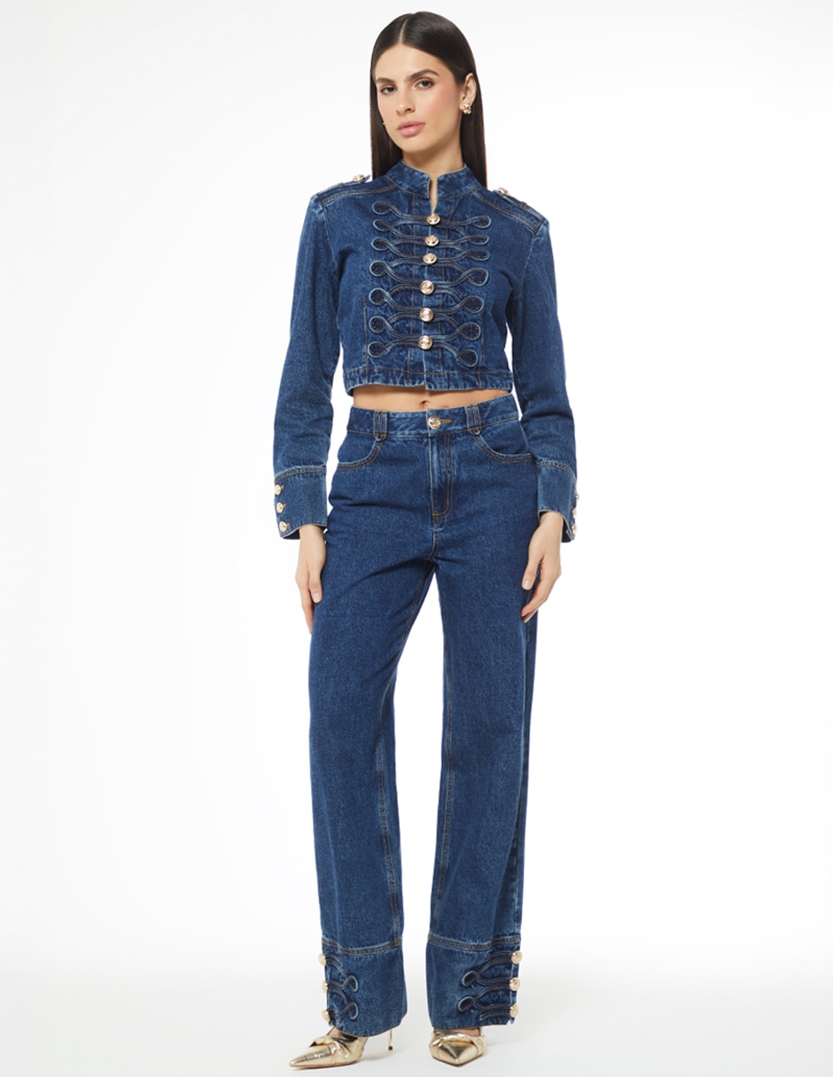 Chamarra Military Denim de mezclilla para mujer 4