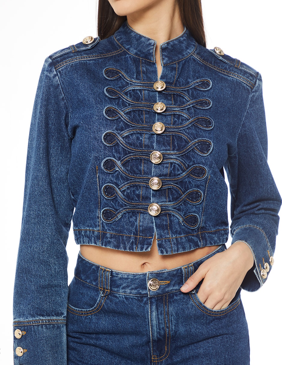 Chamarra Military Denim de mezclilla para mujer 2