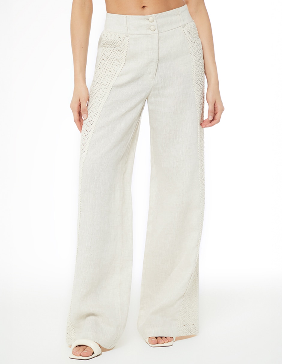 Pantalón relaxed flecos organic palazzo para mujer Pantalón relaxed flecos organic palazzo para mujer