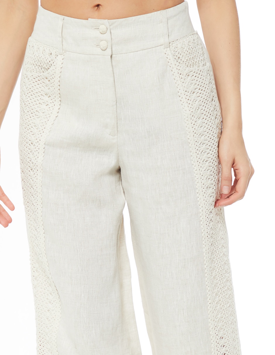 Pantalón relaxed flecos organic palazzo para mujer 3