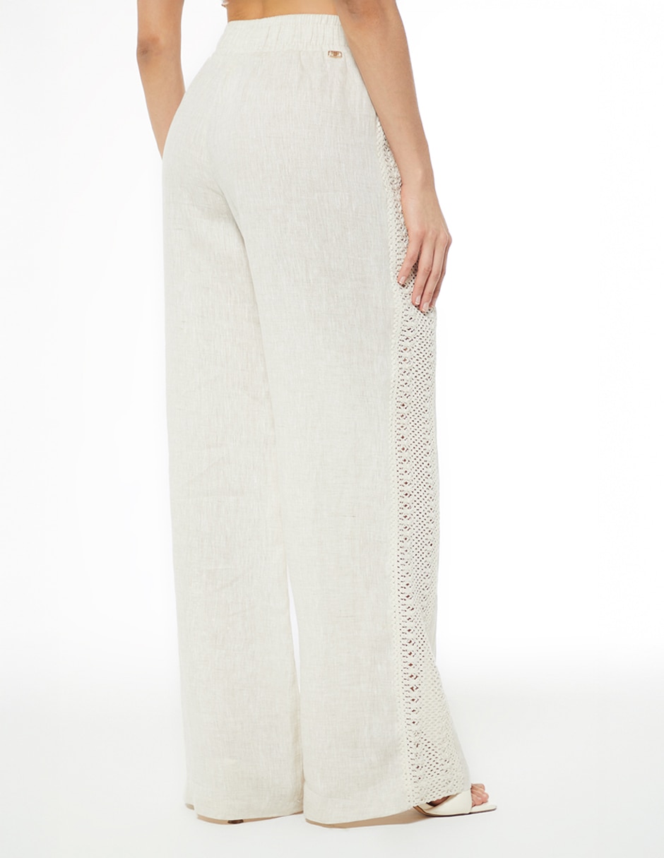 Pantalón relaxed flecos organic palazzo para mujer 2