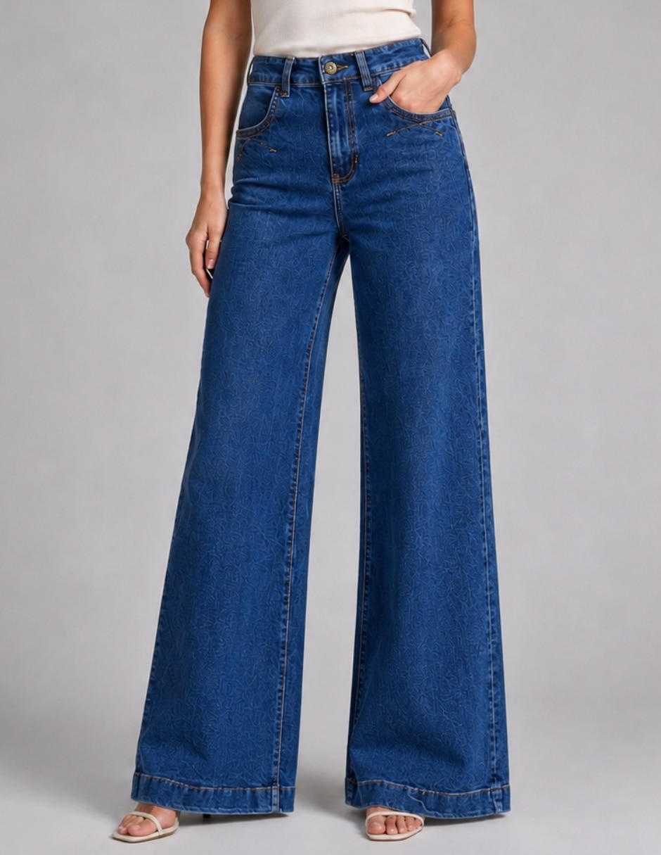 Jeans wide leg 25669-d para mujer