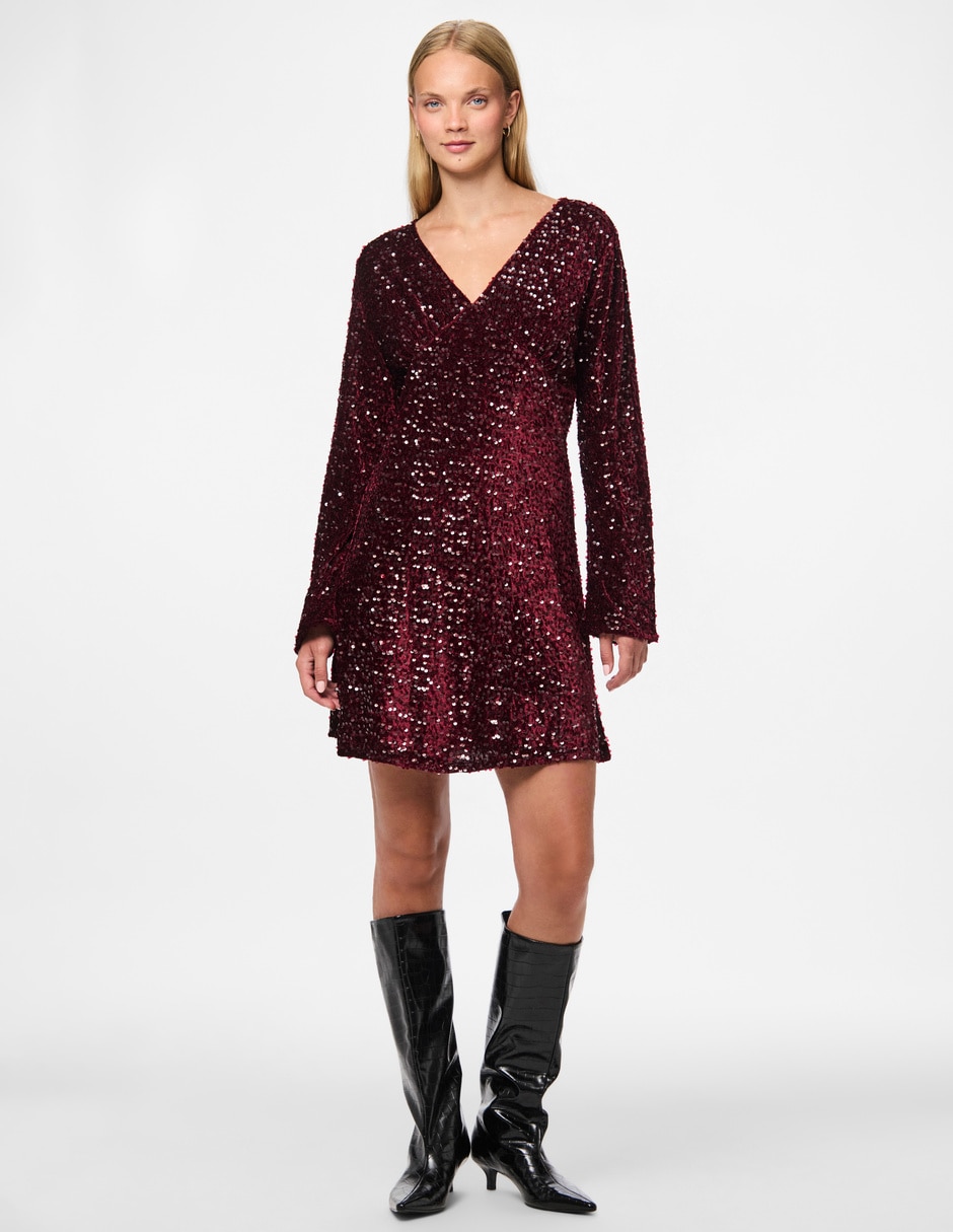 Vestido mini de fiesta escote V 4