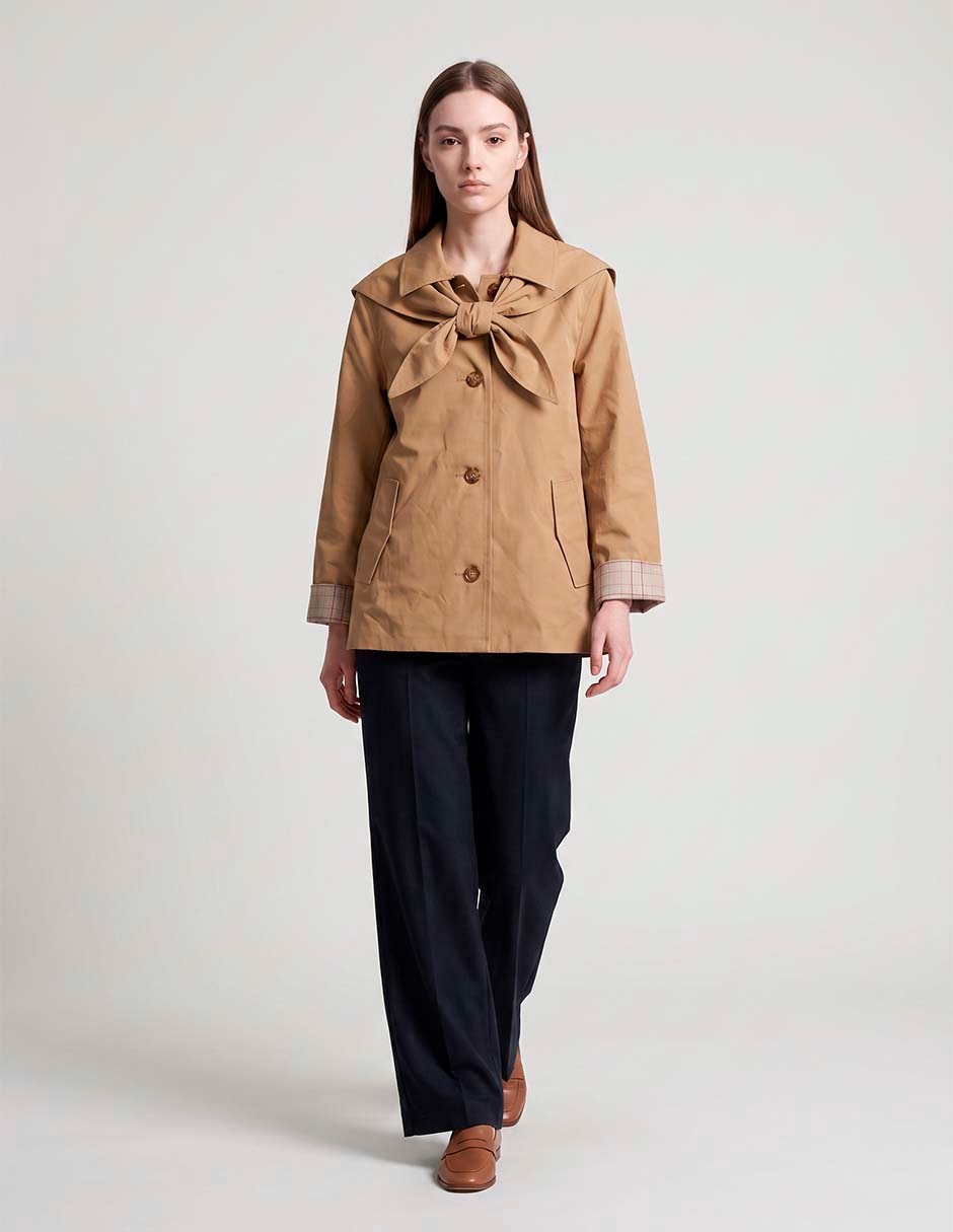 Gabardina impermeable con bolsillos para mujer