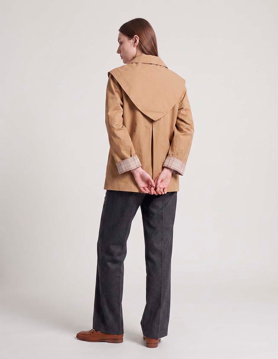Gabardina impermeable con bolsillos para mujer