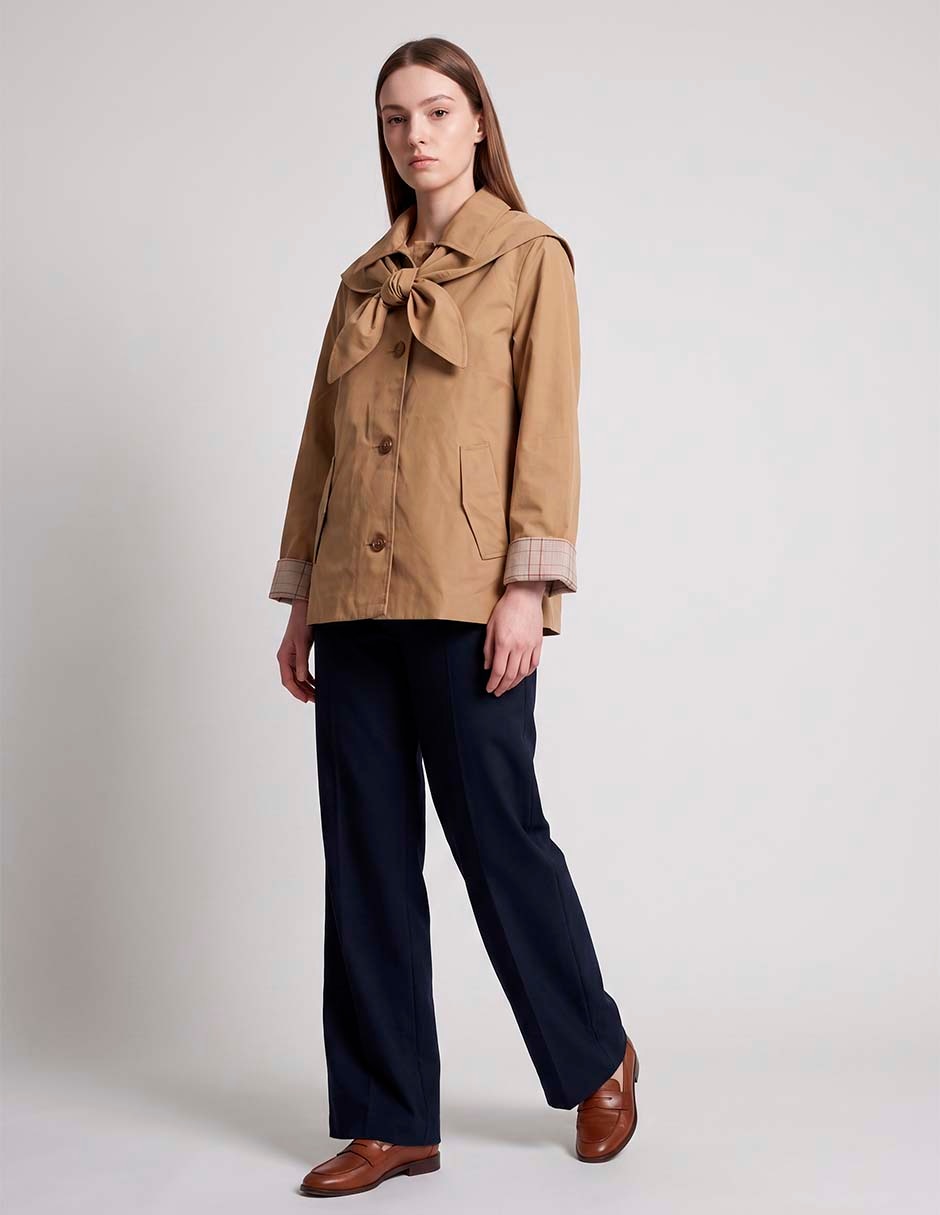 Gabardina impermeable con bolsillos para mujer