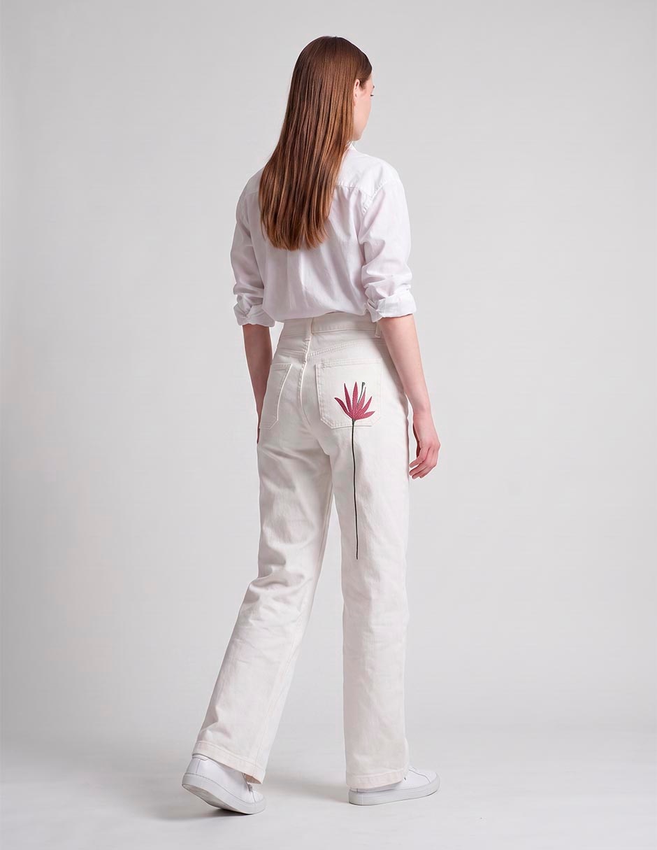 Jeans capri acampanado cintura para mujer