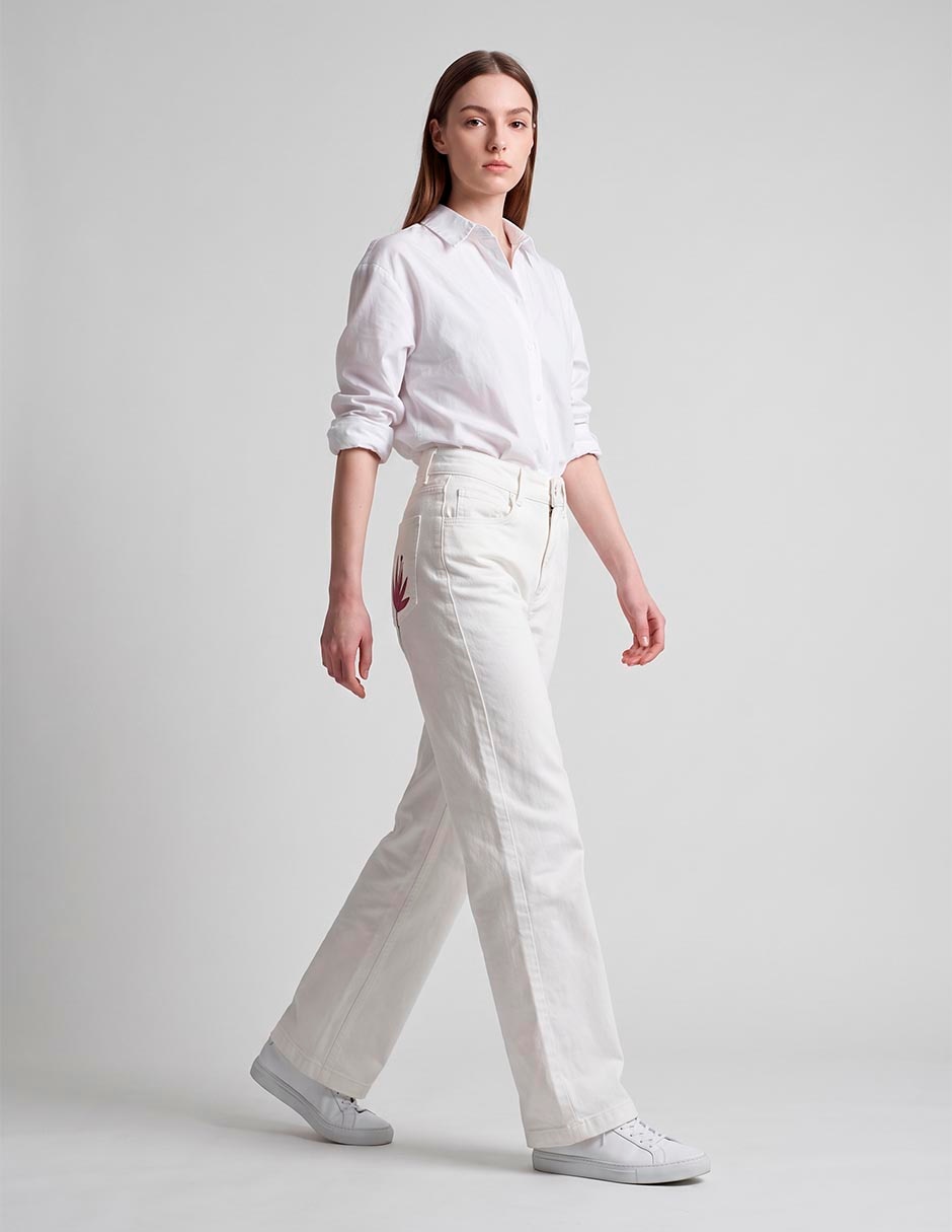 Jeans capri acampanado cintura para mujer