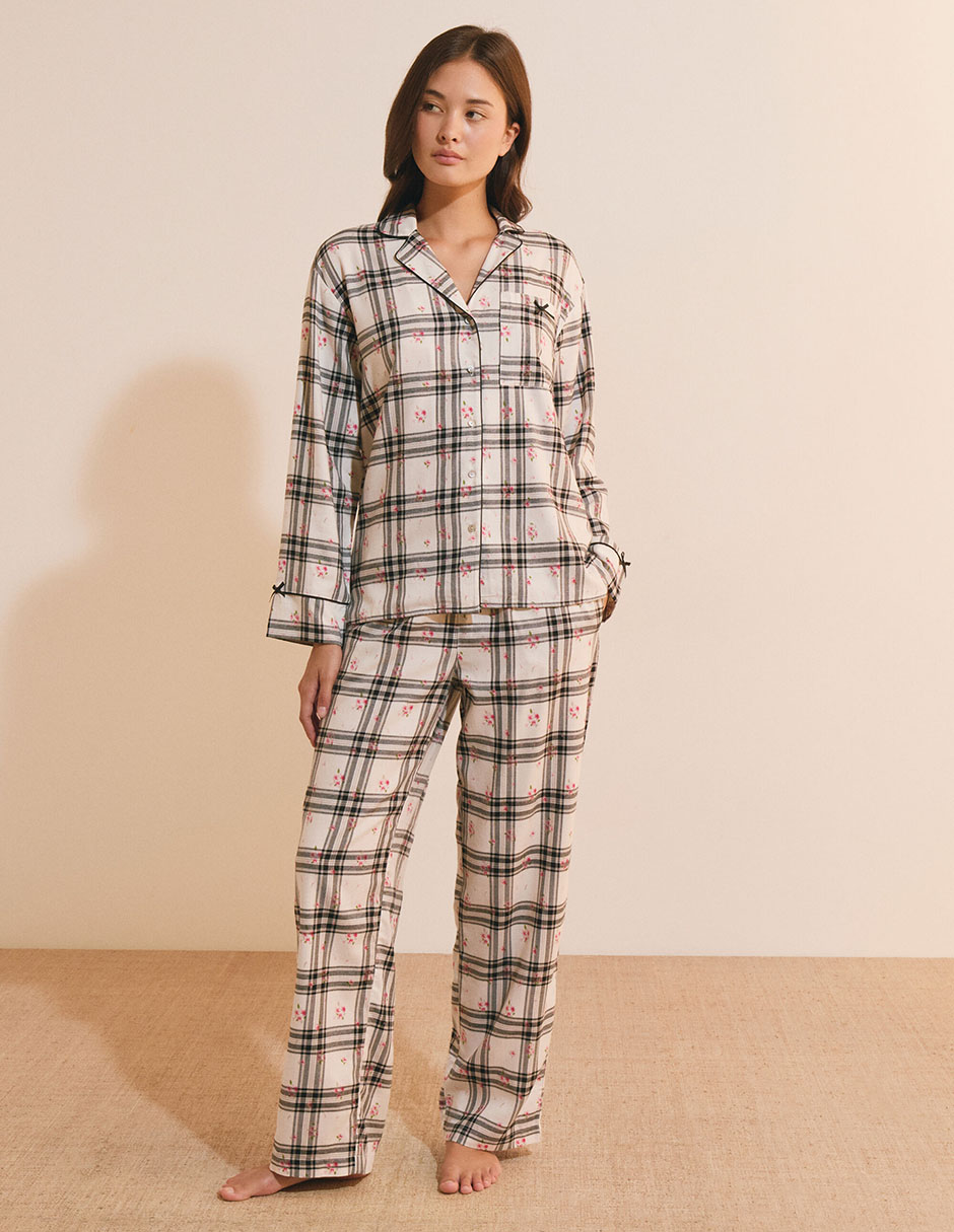 Playera pijama estampado a cuadros 5