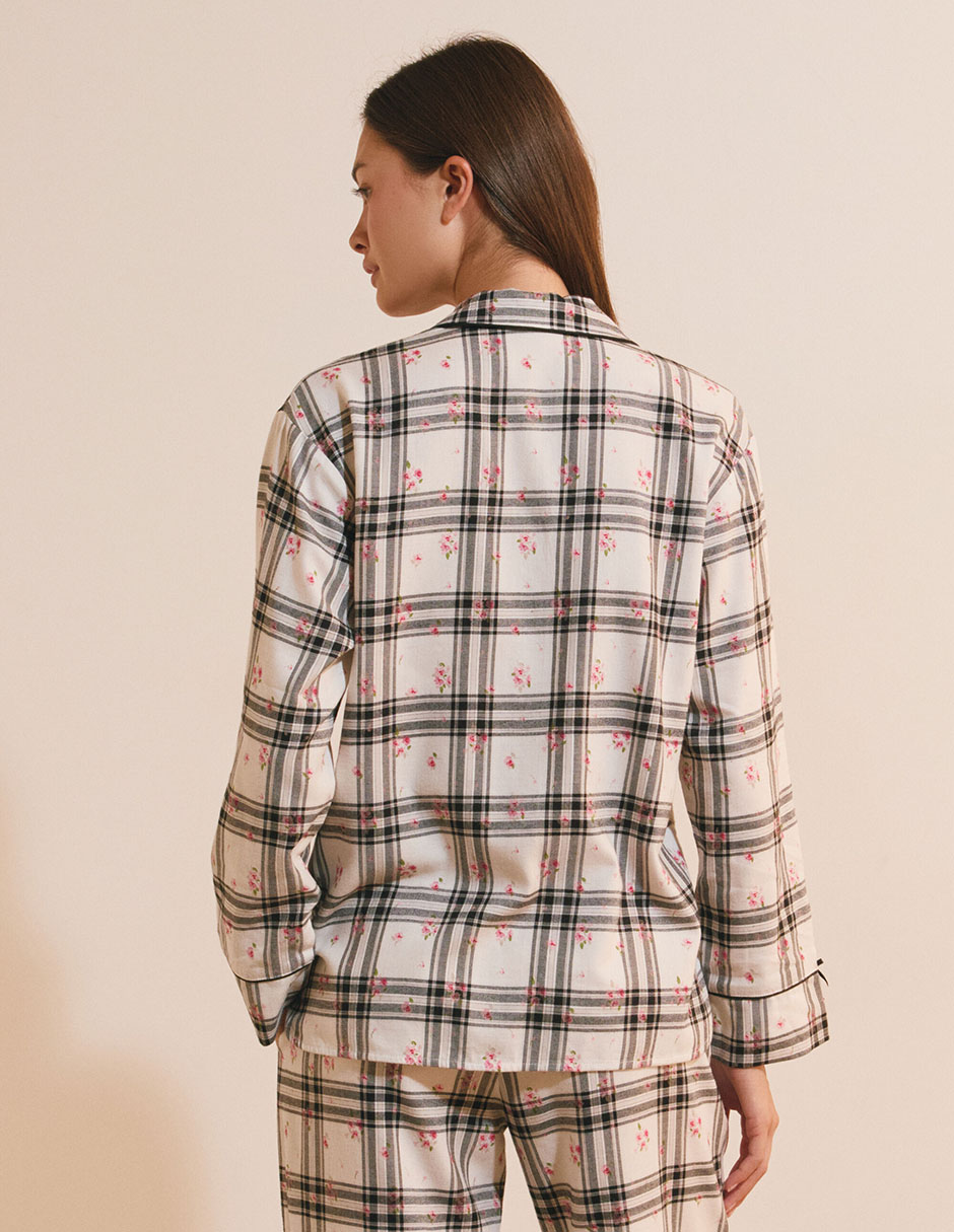 Playera pijama estampado a cuadros 4