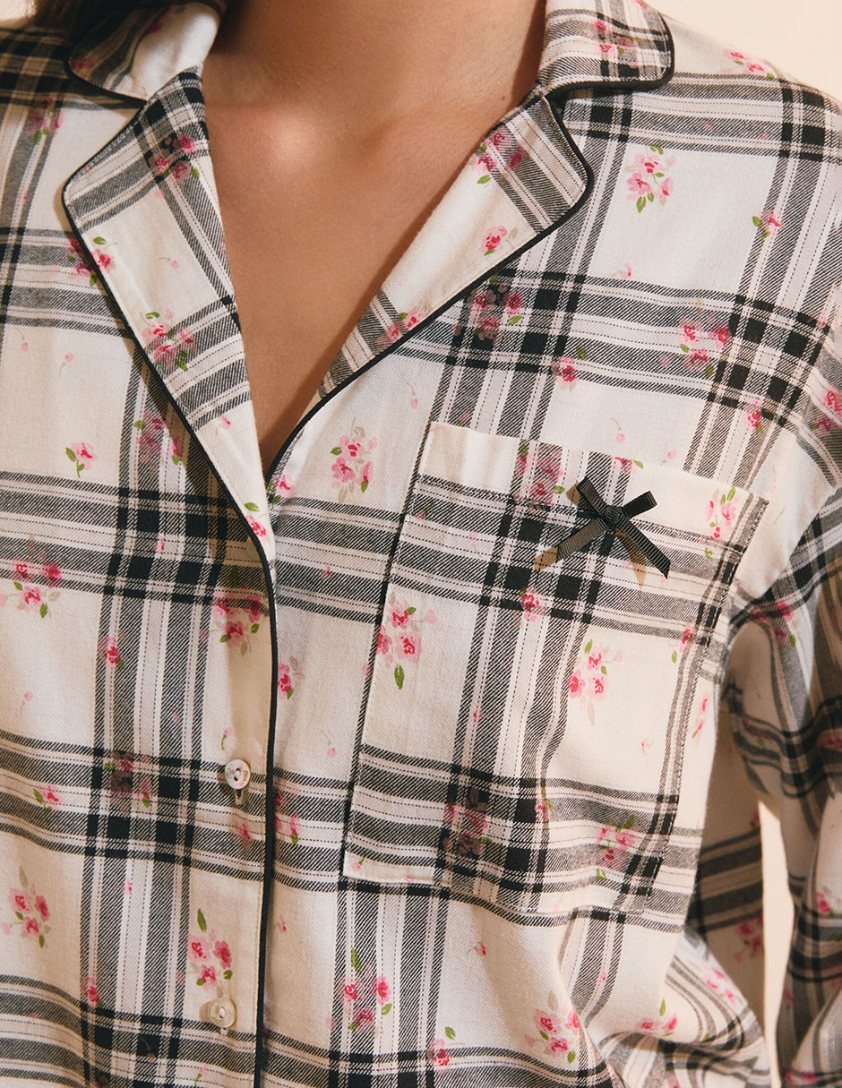 Playera pijama estampado a cuadros 2