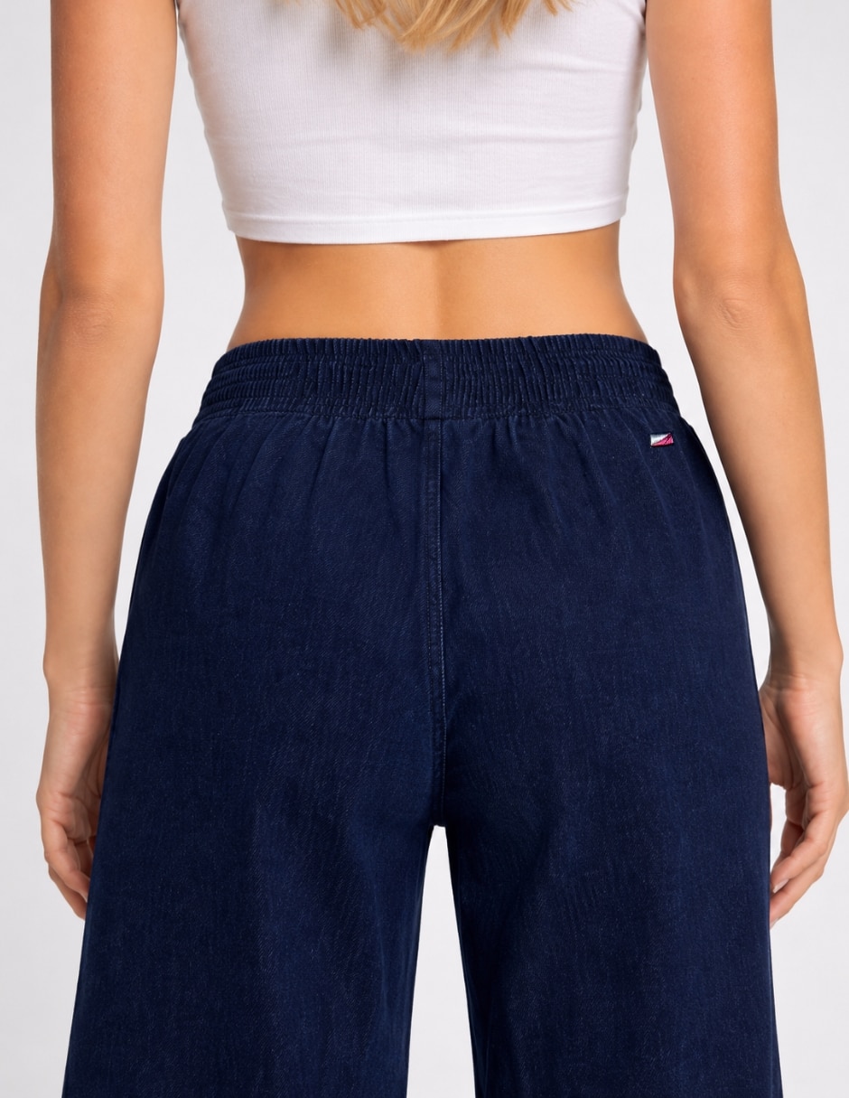 Jeans jogger wide leg cintura alta para mujer