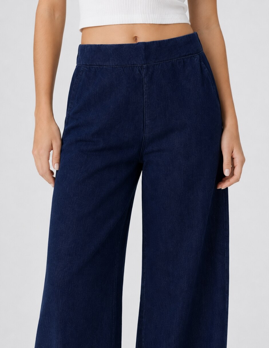 Jeans jogger wide leg cintura alta para mujer