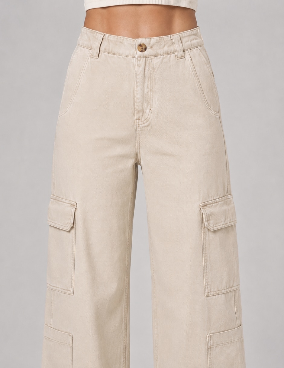 Jeans cargo wide leg 25030-d para mujer