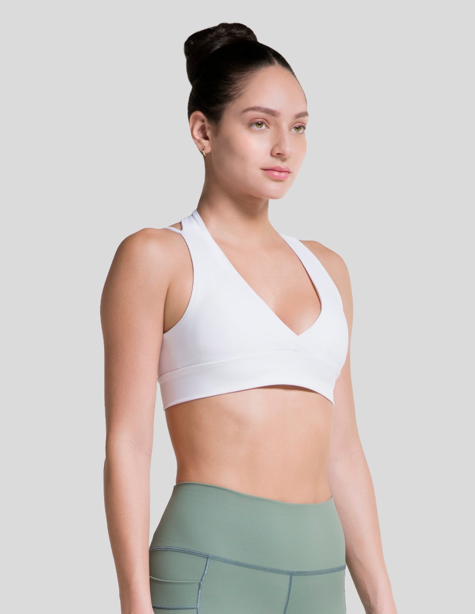 Top cuello con escote V tirante delgado 4