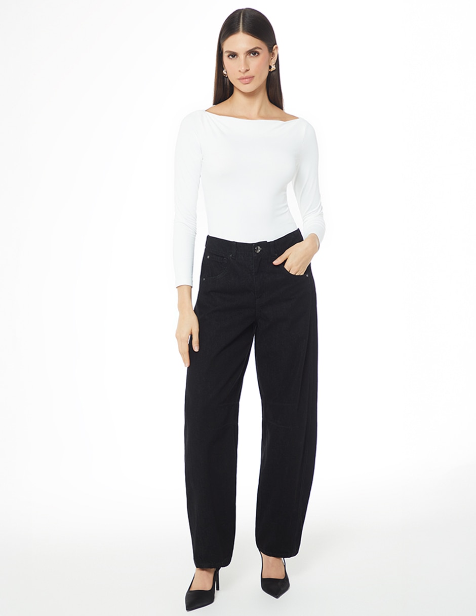 Jeans relaxed barrel para mujer 2