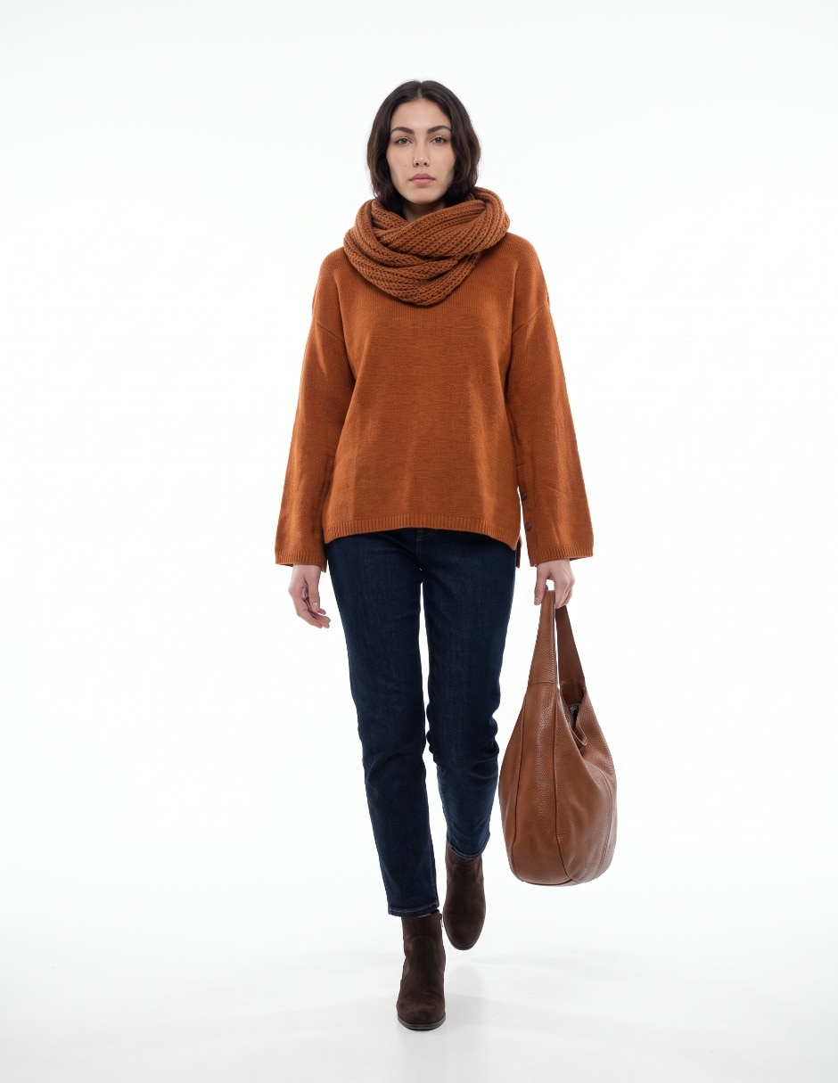 Suéter cuello redondo para mujer