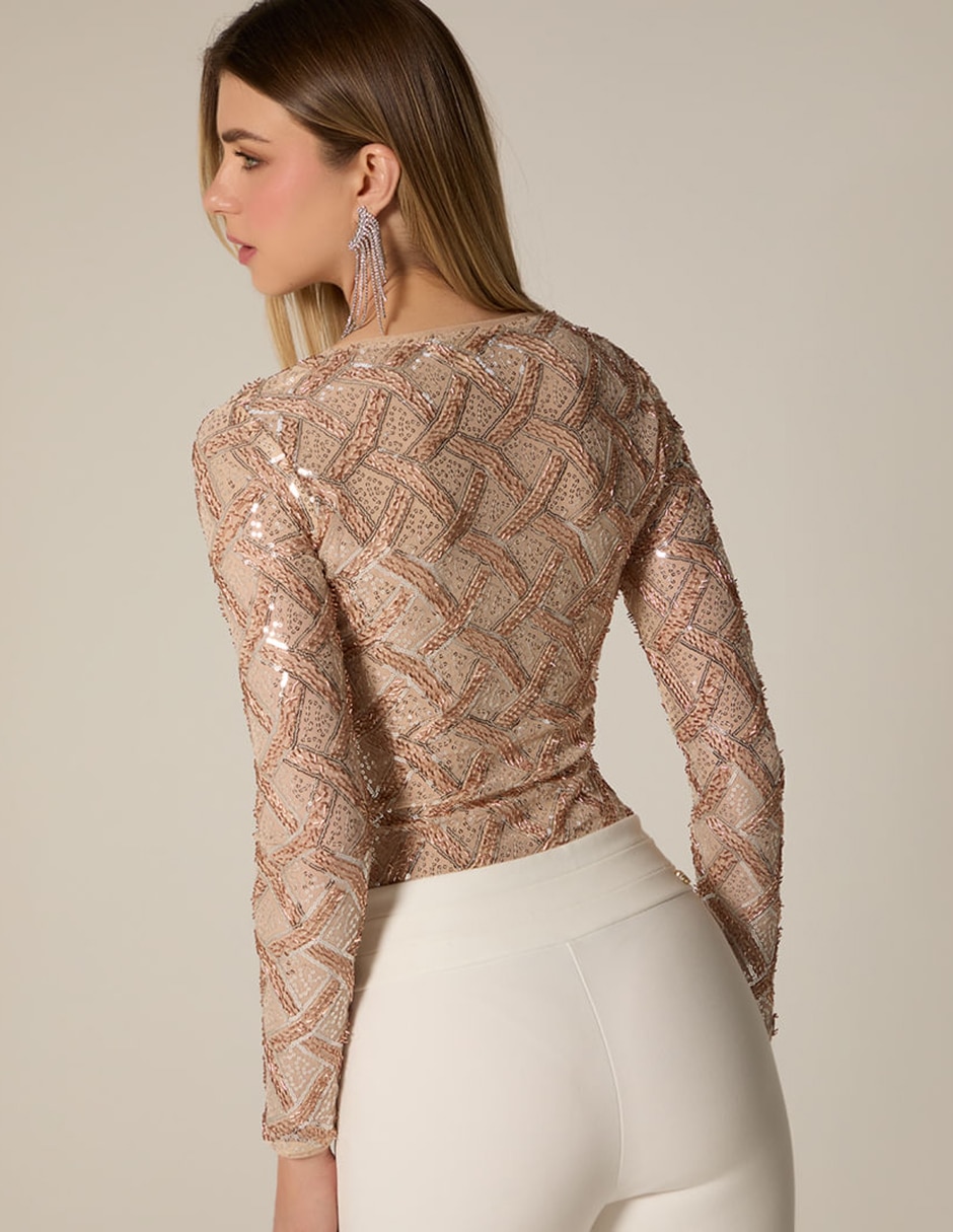 Body cuello Con escote escote V para mujer
