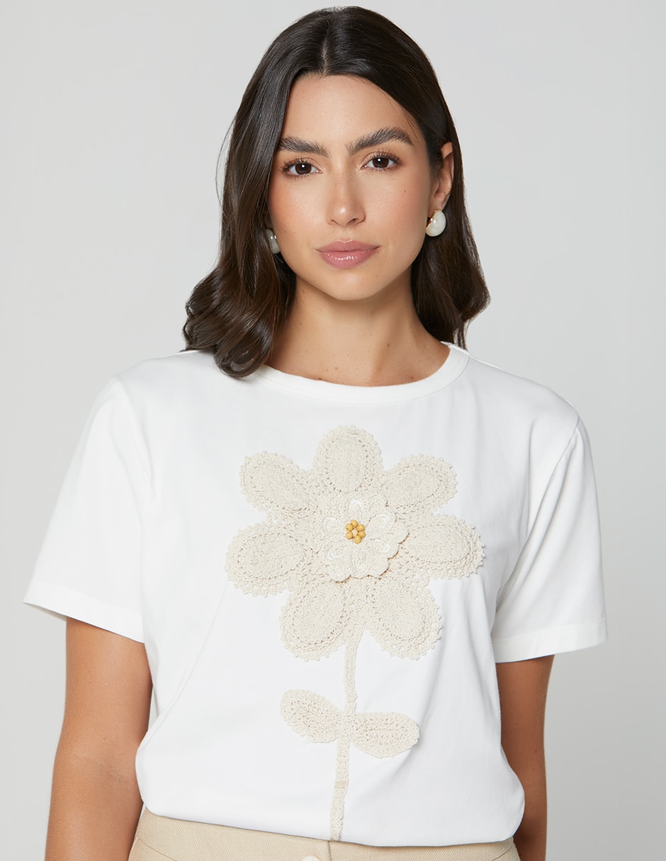 Playera manga corta cuello redondo para mujer Playera manga corta cuello redondo para mujer
