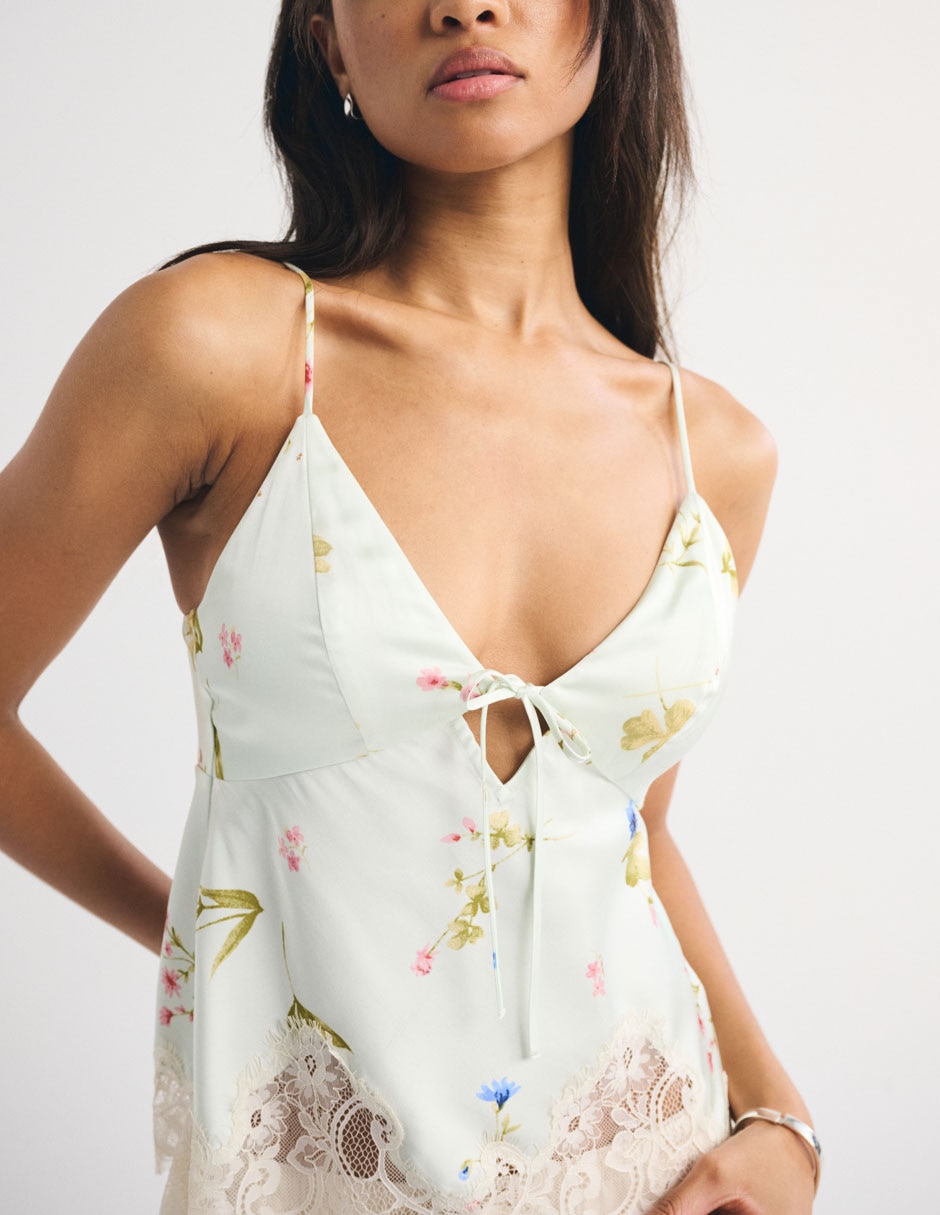 Top escote V tirante ajustable para mujer 2