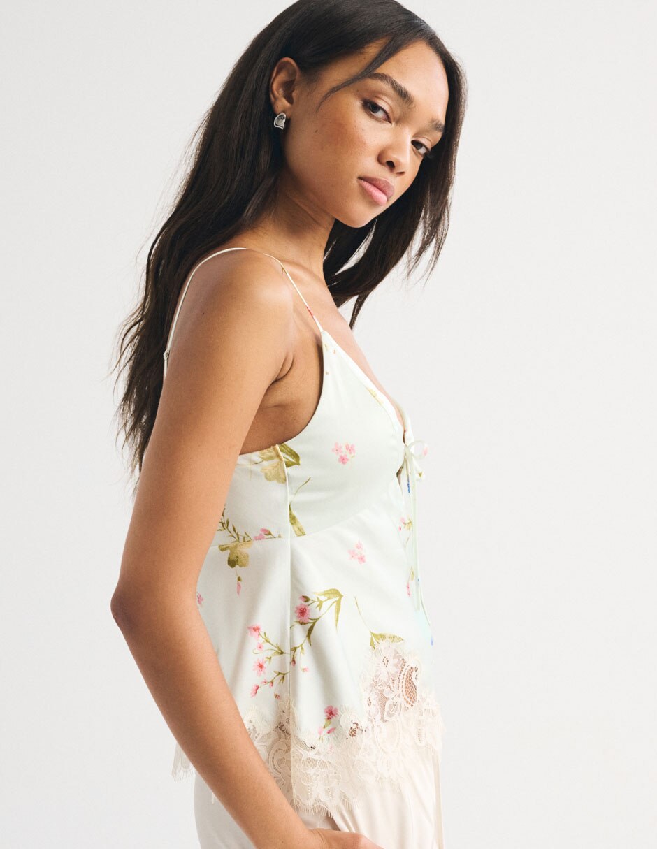 Top escote V tirante ajustable para mujer 7