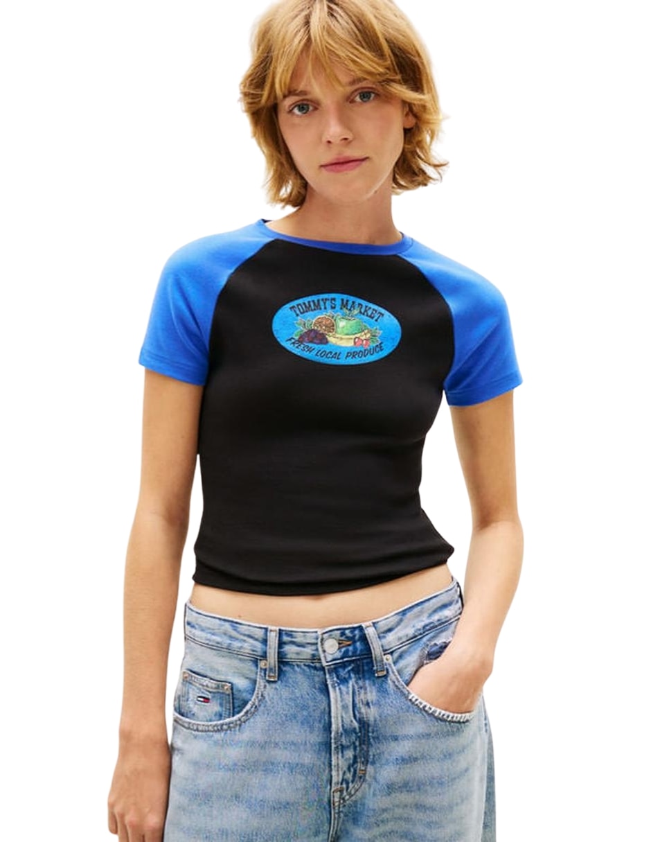 Playera manga corta cuello redondo para mujer