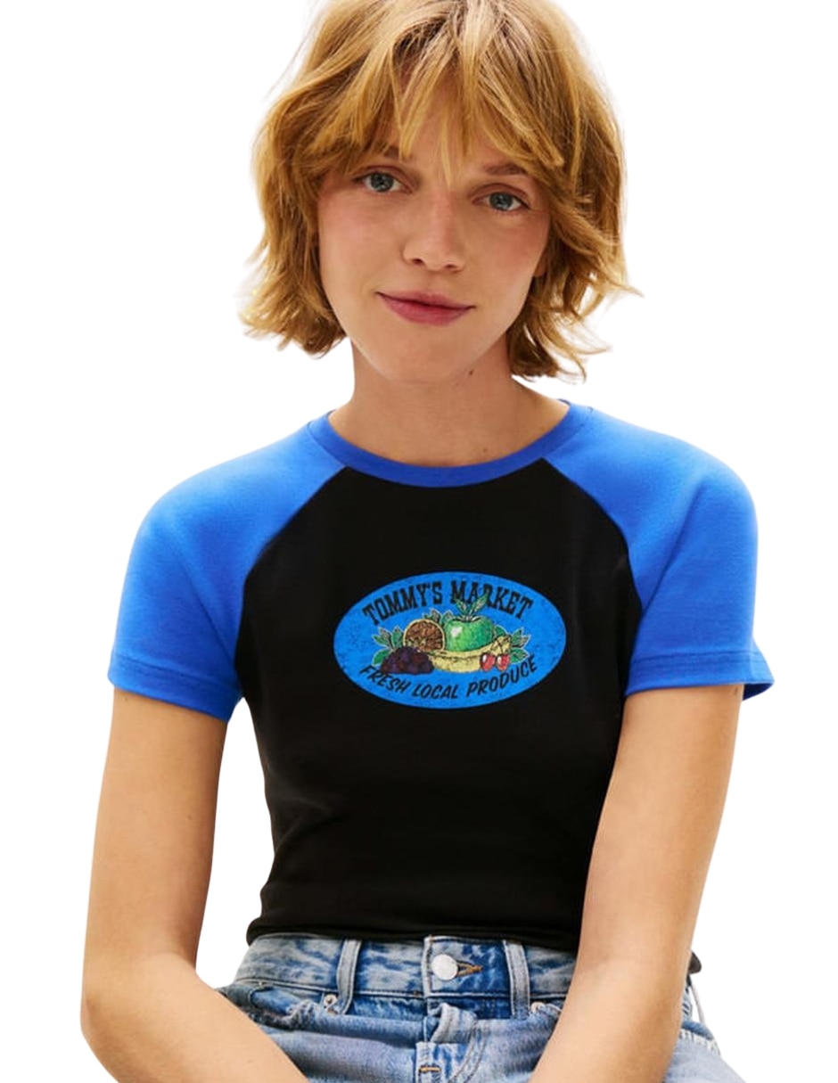 Playera manga corta cuello redondo para mujer