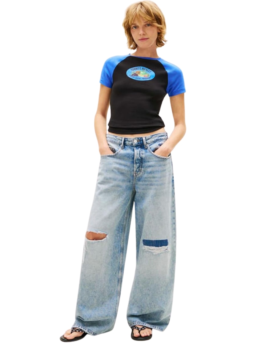 Playera manga corta cuello redondo para mujer