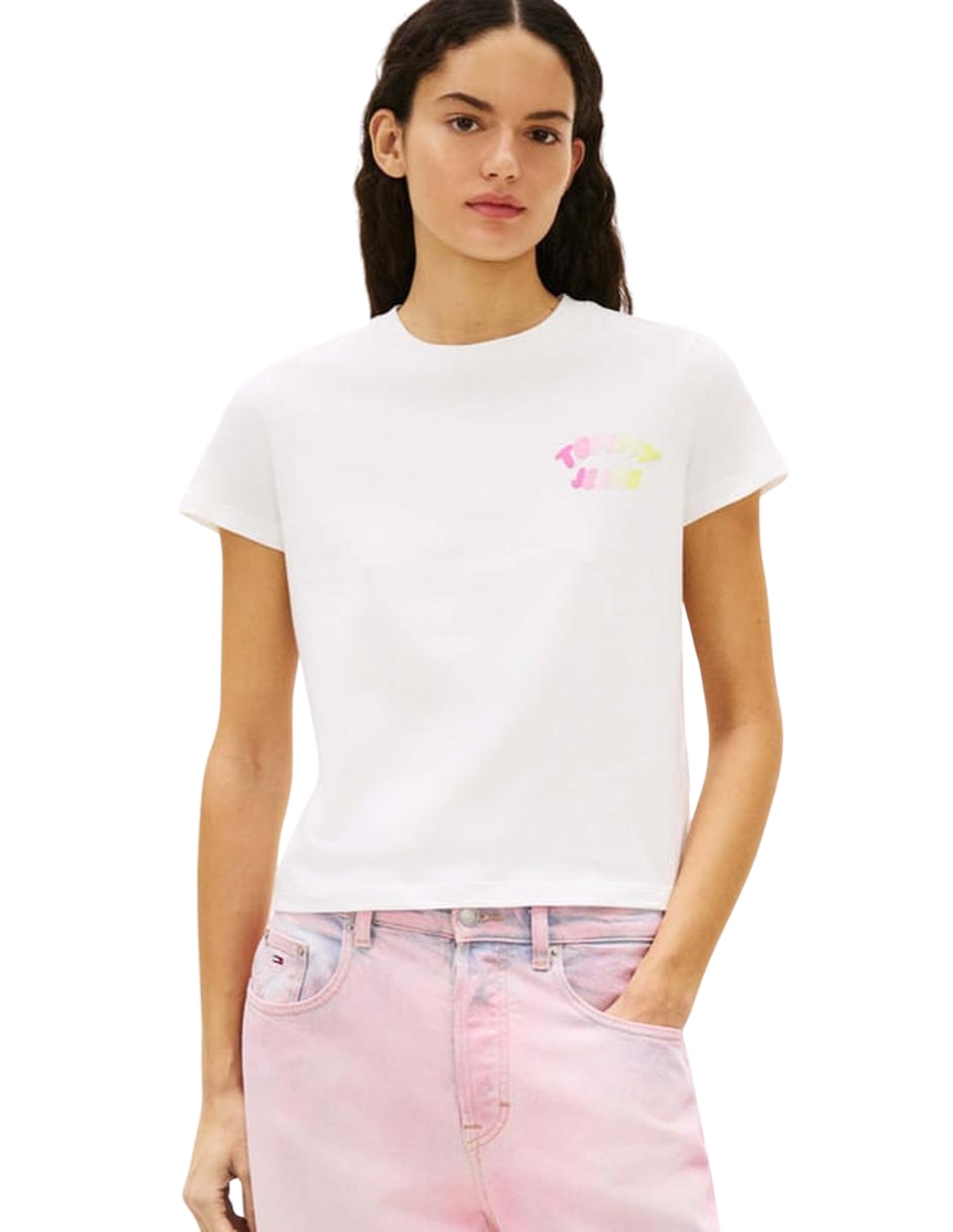 Playera manga corta cuello redondo para mujer