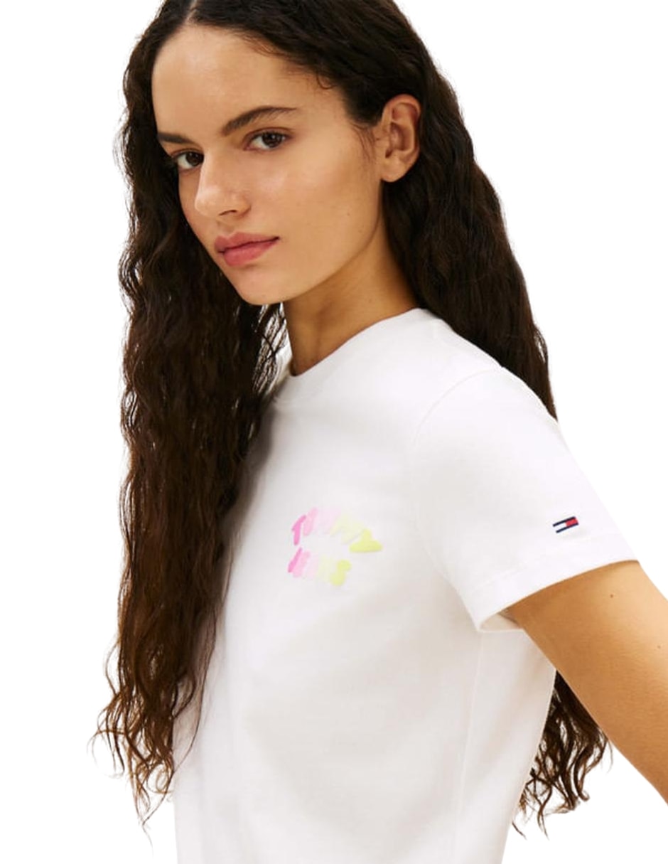 Playera manga corta cuello redondo para mujer
