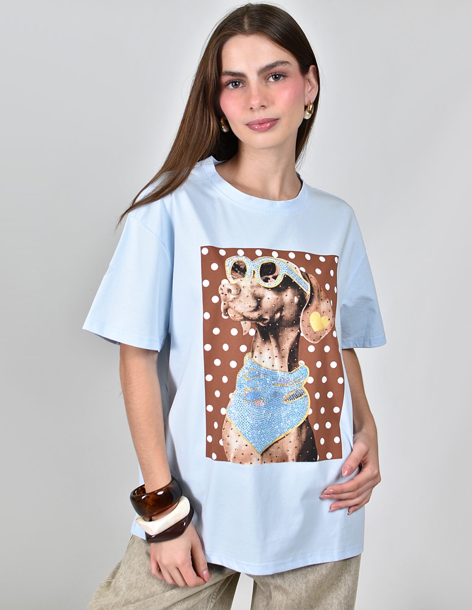 Playera manga corta cuello redondo para mujer Playera manga corta cuello redondo para mujer