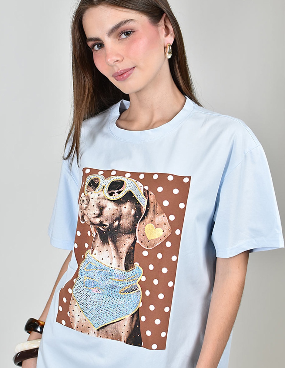 Playera manga corta cuello redondo para mujer 4