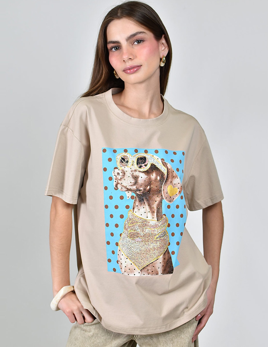 Playera manga corta cuello redondo para mujer Playera manga corta cuello redondo para mujer