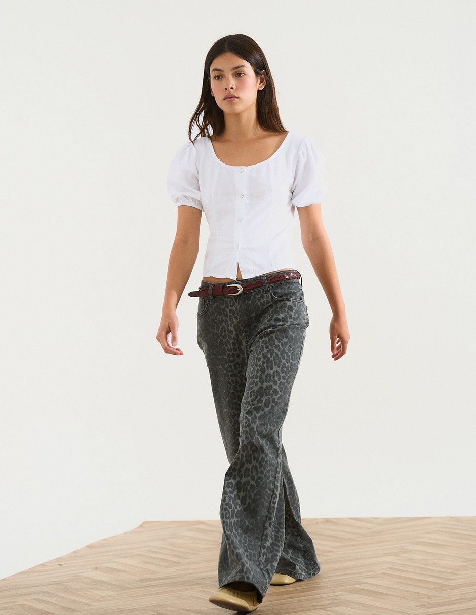 Jeans amplio cintura para mujer 2